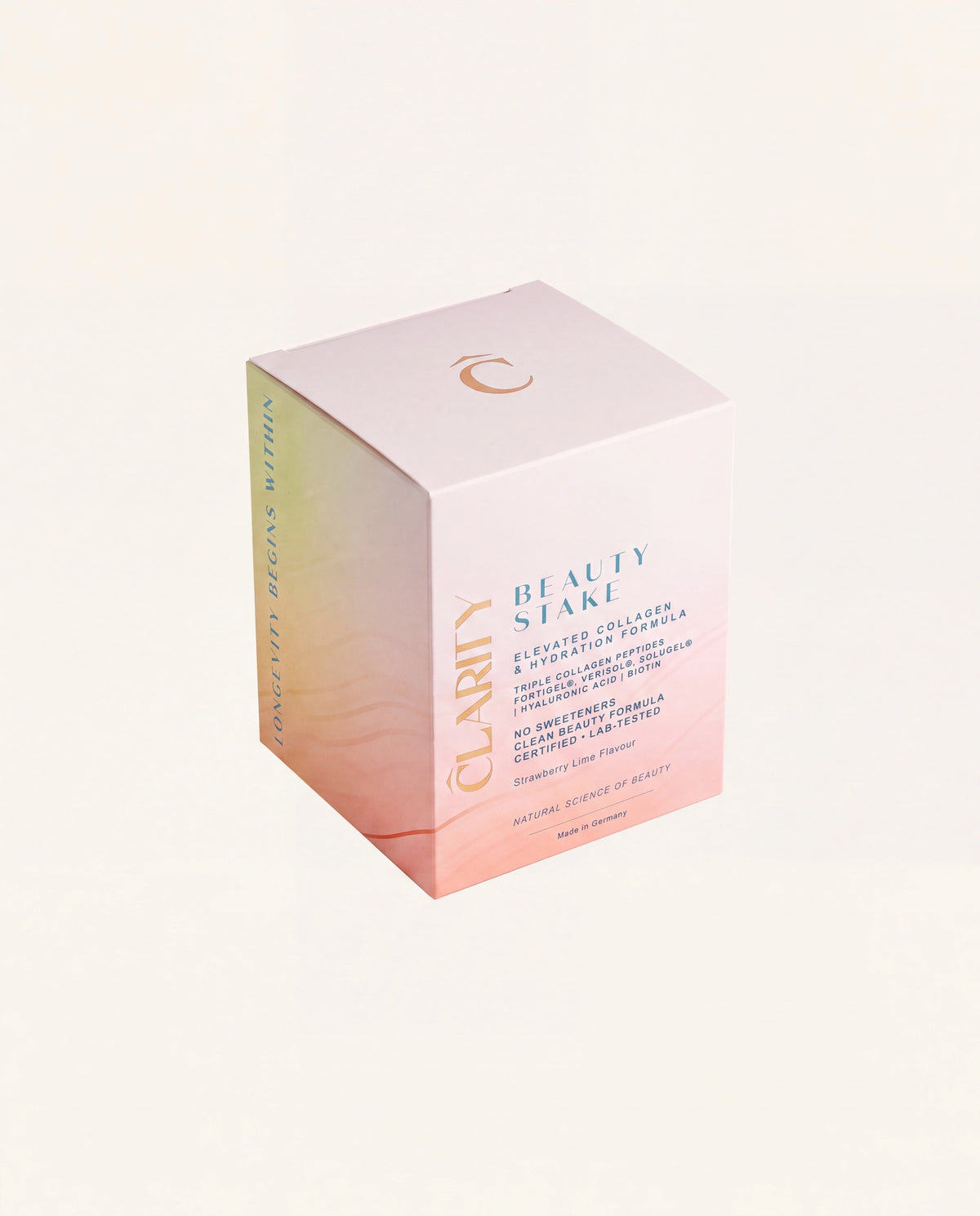 CLARITY Beauty Stake – Schachtel, Seitenansicht