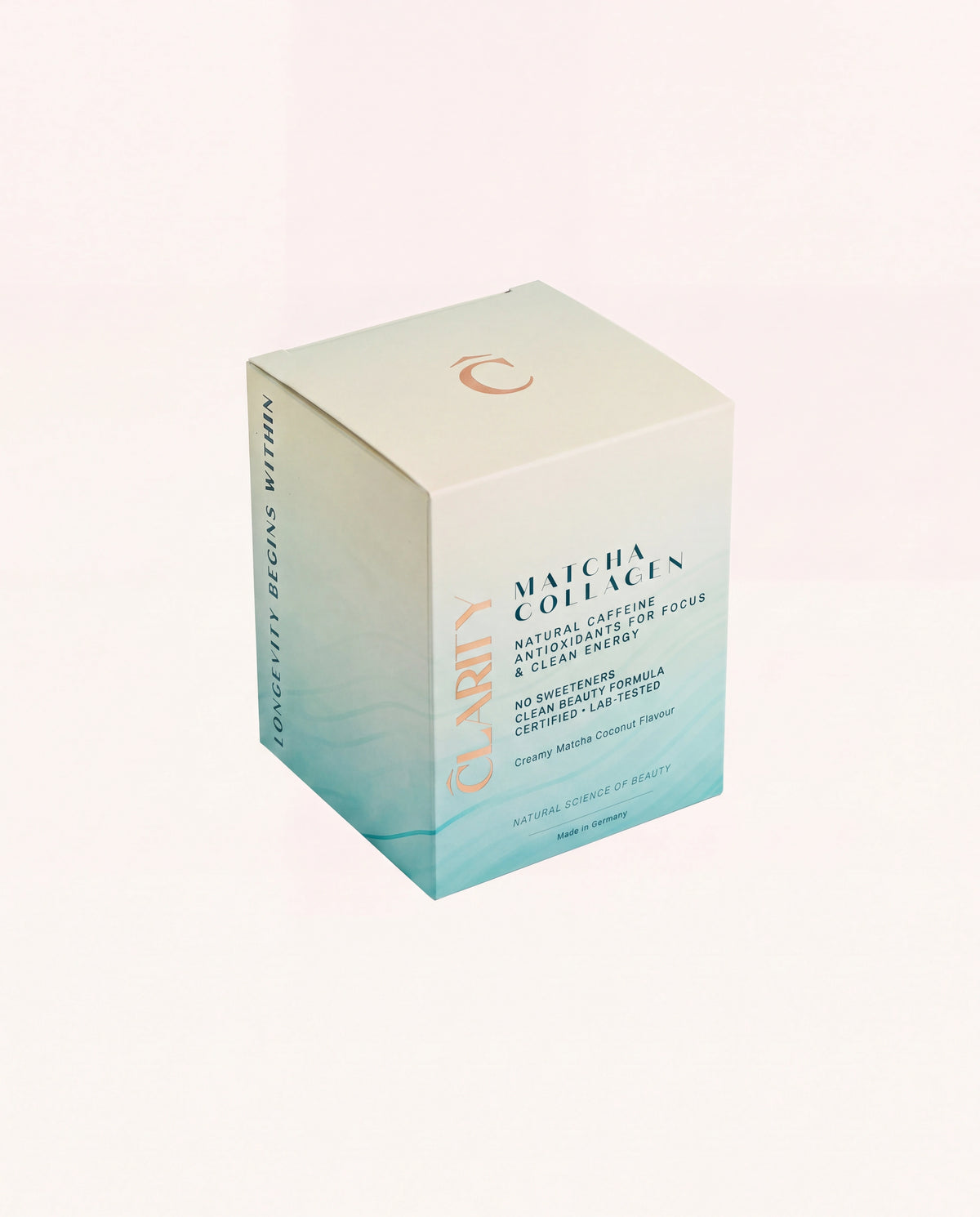 CLARITY Matcha Collagen GO – Schachtel Travel Pack, Seitenansicht