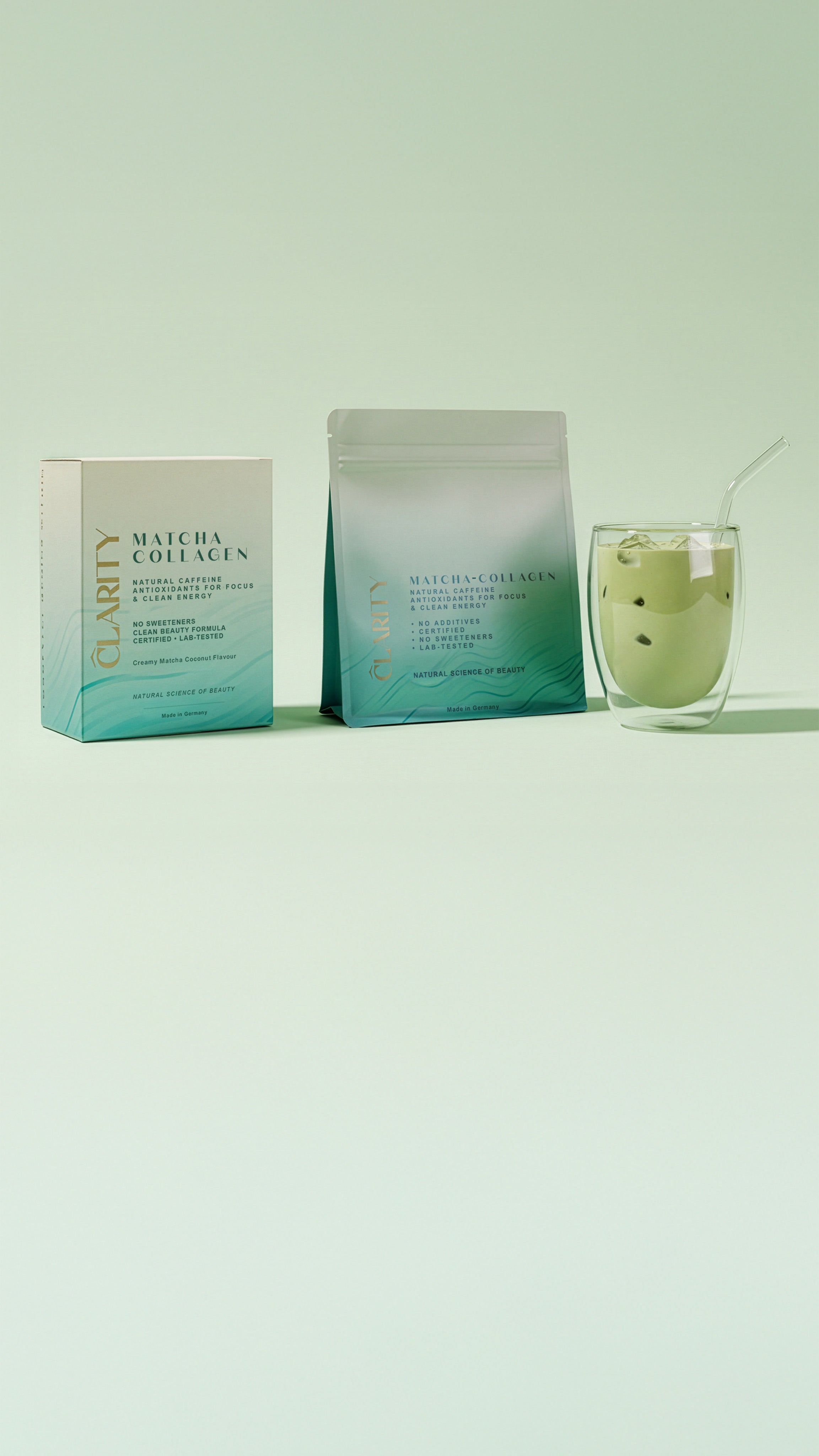 CLARITY Matcha-Collagen Pulver mit 30 Tage Geld-zurück-Garantie, Premium Kollagen aus Deutschland