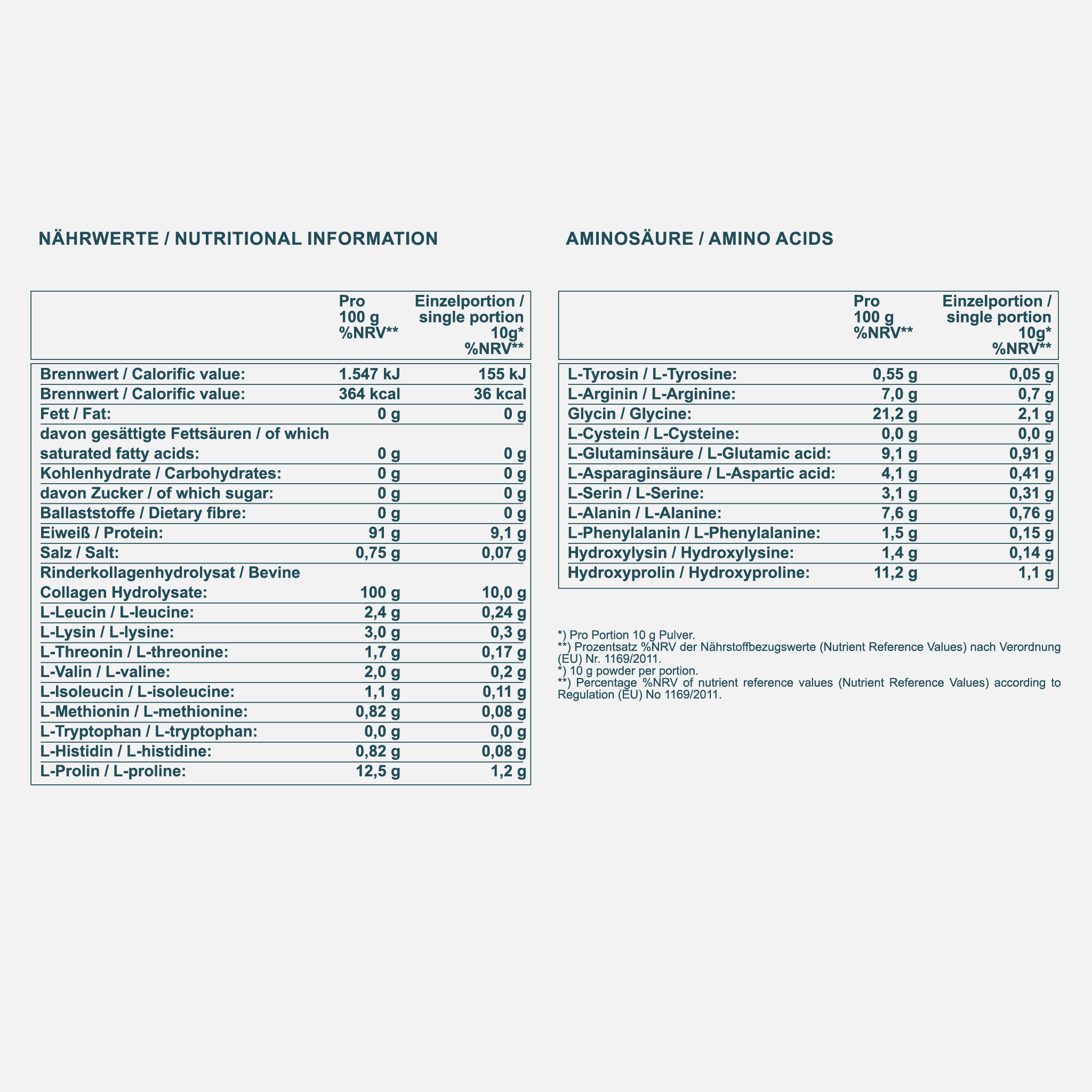 CLARITY PURE Collagen - Nährwerte.