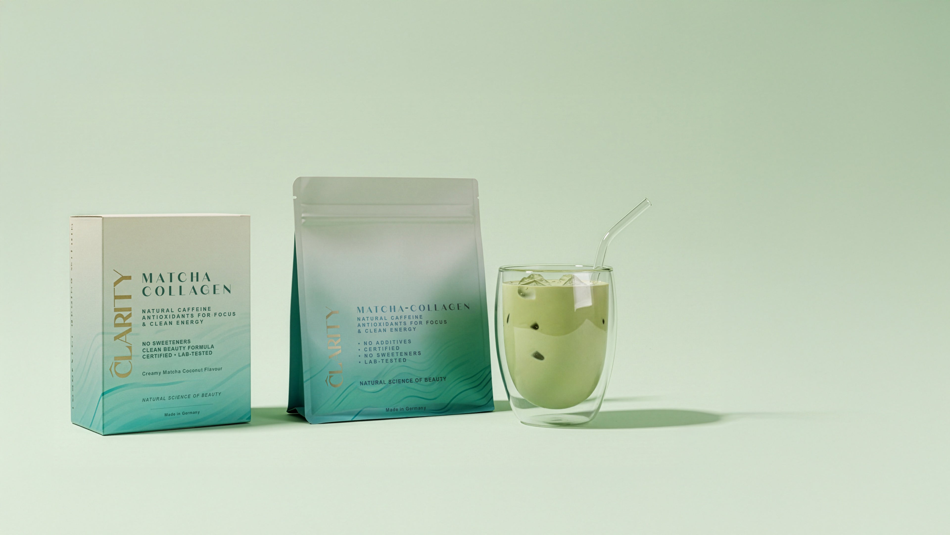 CLARITY Matcha-Collagen Pulver mit 30 Tage Geld-zurück-Garantie, Premium Kollagen aus Deutschland