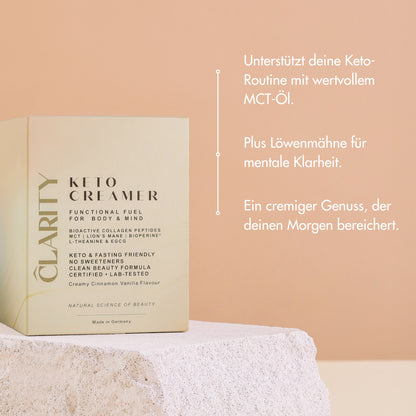 CLARITY KETO CREAMER - Bild mit USPs.